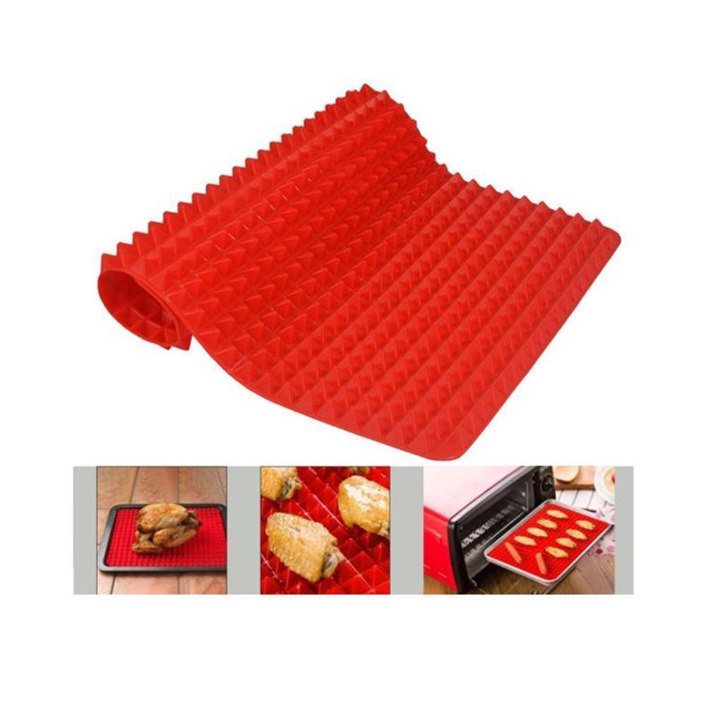 Non Stick Silicone BBQ Pyramid Pan Fat Reducing Slip Oven Baking Barbecue Charcoal Grill Oil Filter Pad Tray Sheet Cooking Mat
